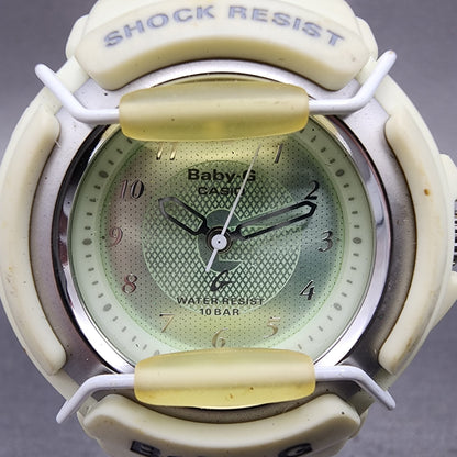 Casio BabyG BG24 Watch Women 42mm Green Dial White Tone Round New Battery1