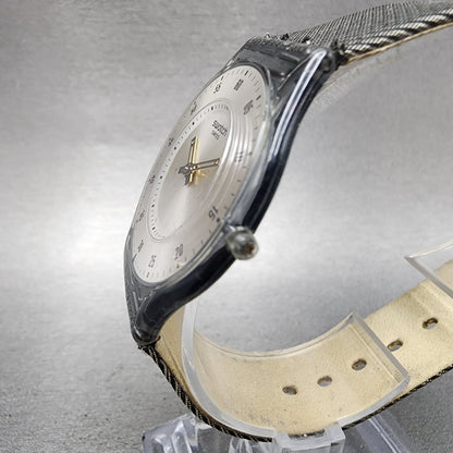Swatch Skin Watch Women 34mm Silver Dial Clear Case Round New Battery2