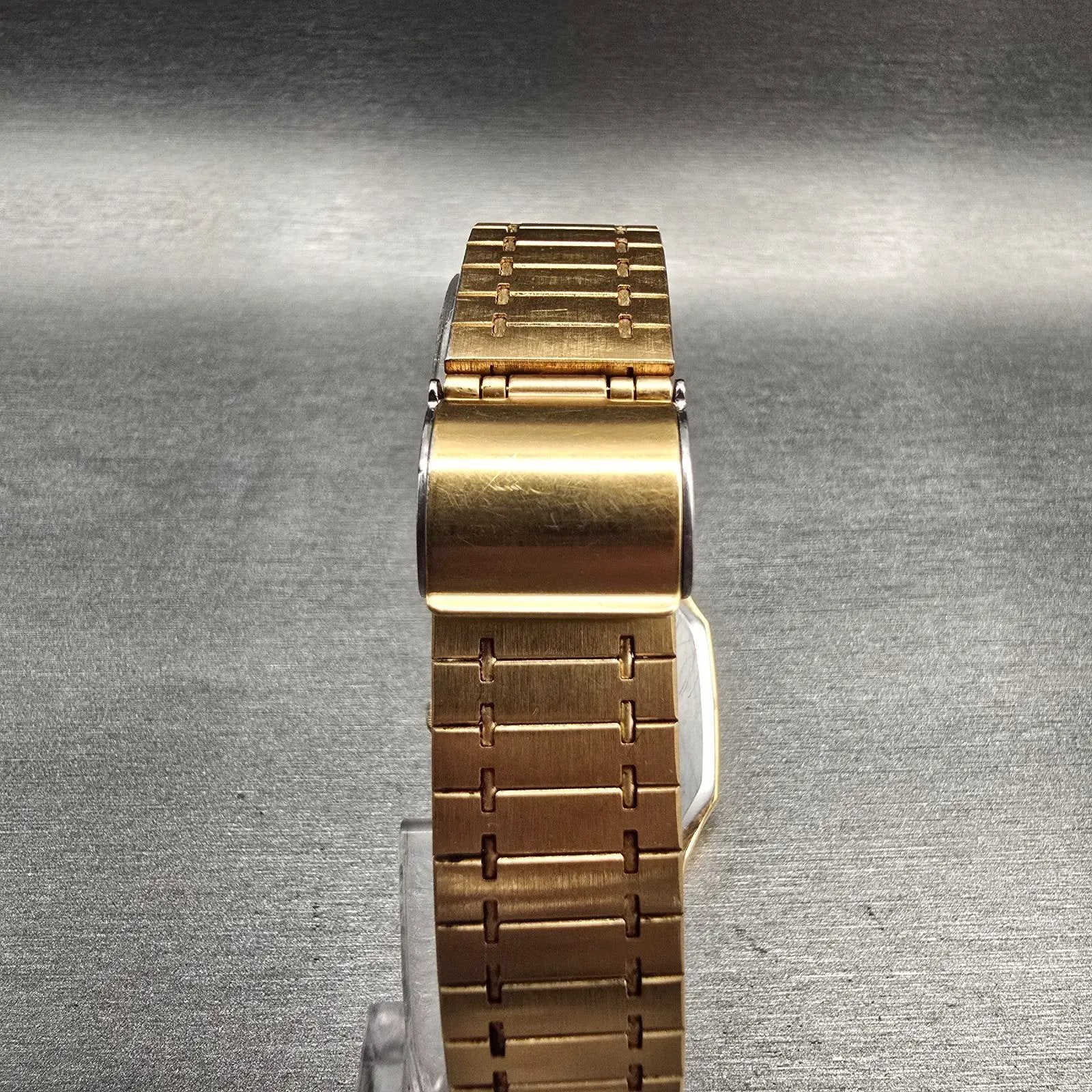 Seiko Watch Men 29mm Gold Dial Gold Tone Date Rectangle 6439-5039 New Battery7