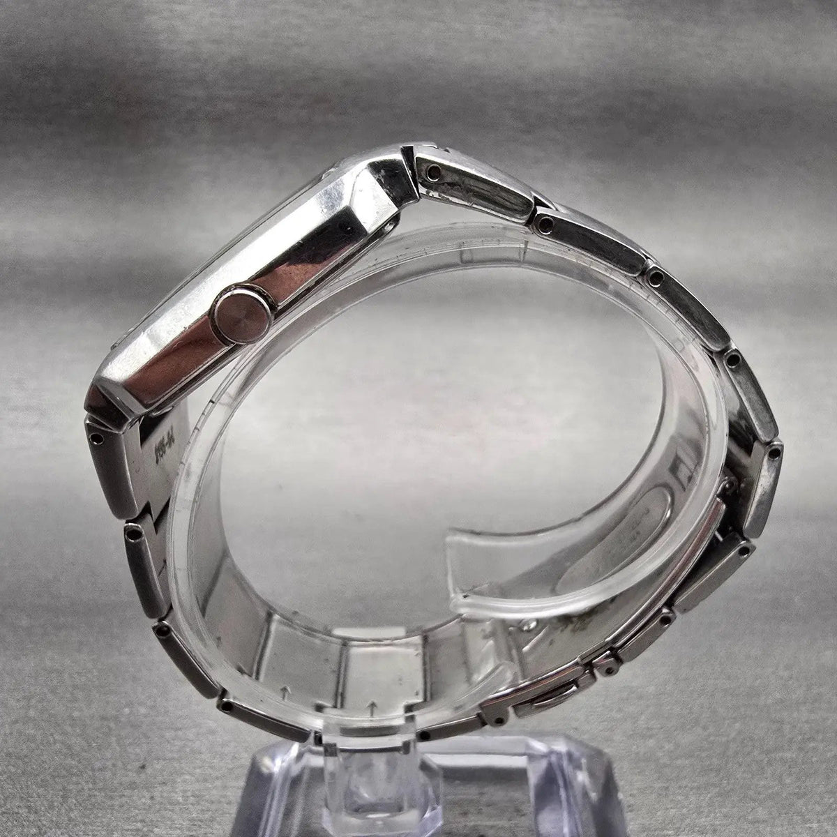 Seiko Watch Men 32mm Silver Dial Silver Tone Date Rectangle 7N32-0AL0 New Batt6