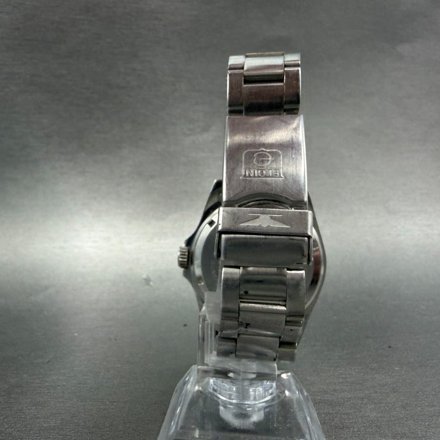 Elgin Watch Men 39mm Black Dial Silver Tone Round Daydate FK-345 New Battery7