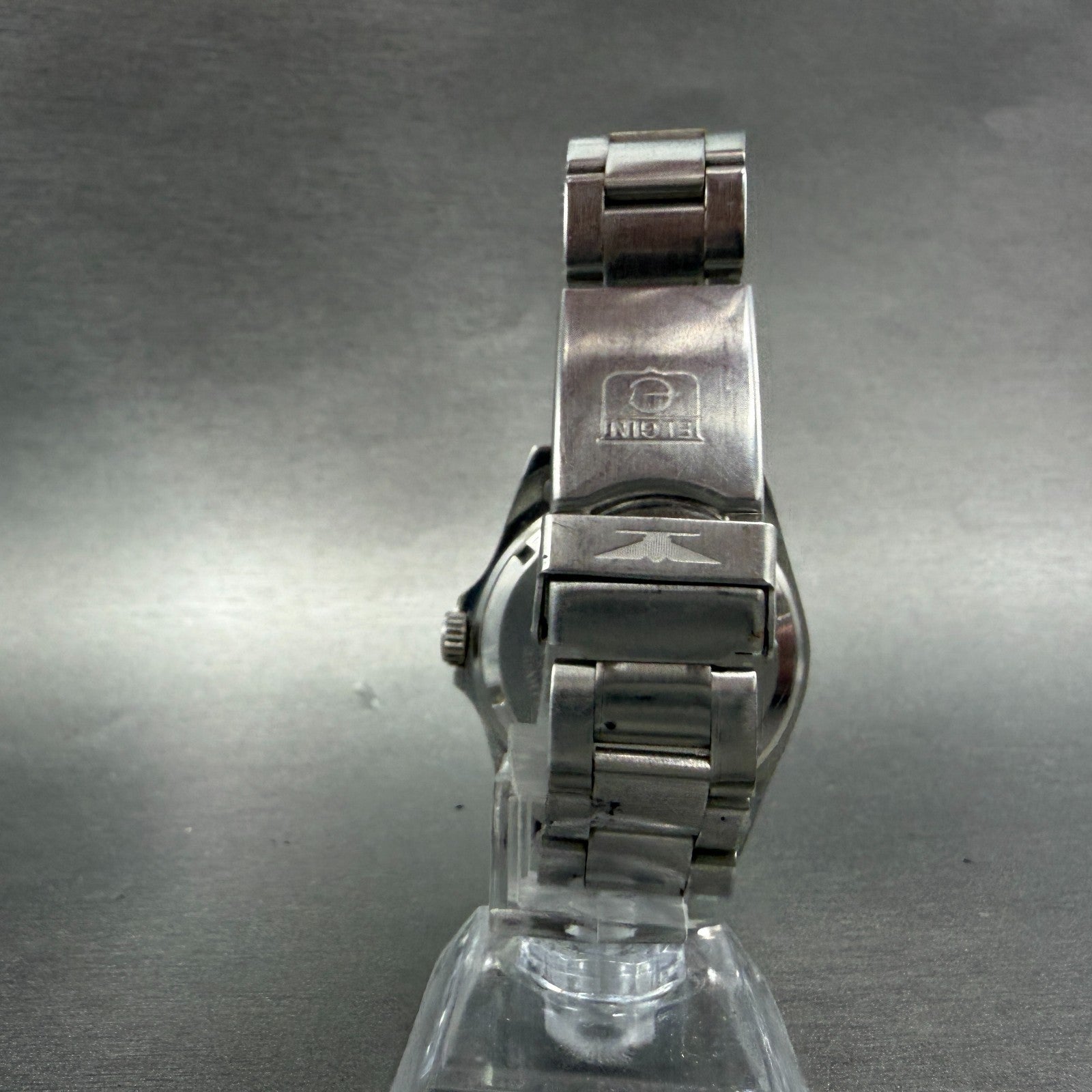 Elgin Watch Men 39mm Black Dial Silver Tone Round Daydate FK-345 New Battery7