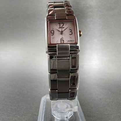 Seiko Wired Tank Watch Women 16mm White Dial Silver Tone 1n01-0fe0 New Battery