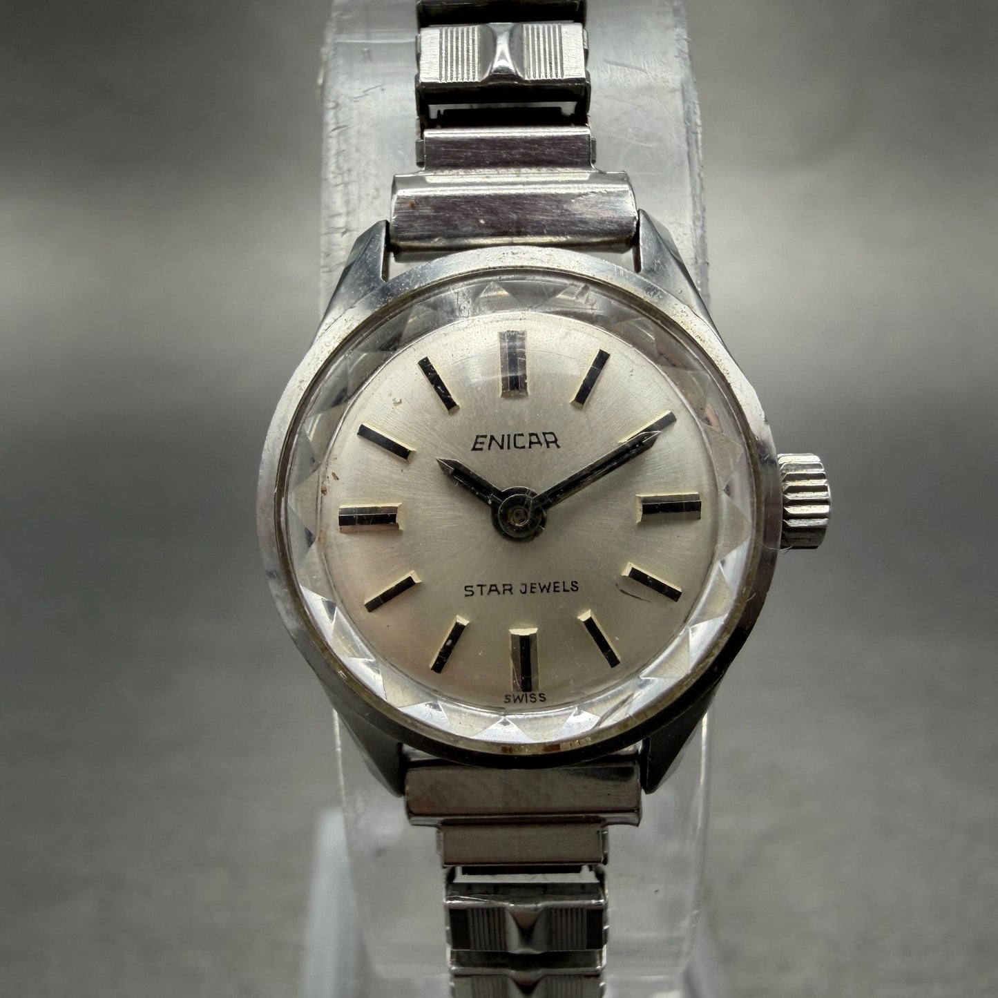 Enicar Star Jewels Watch Women 18mm White Dial Steel Manual Wind Runs VTG ABC0