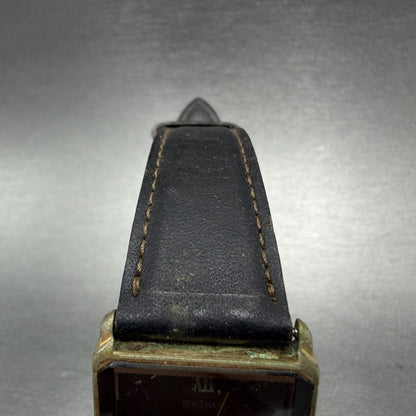 Seiko Dolce Tank Watch Men 26mm Black Dial Gold Tone Rectangle 5E31-5B90 PARTS5