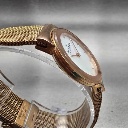 Skagen Freja Watch Women 26mm MOP Dial Rose Gold Round 358SRRD New Battery3