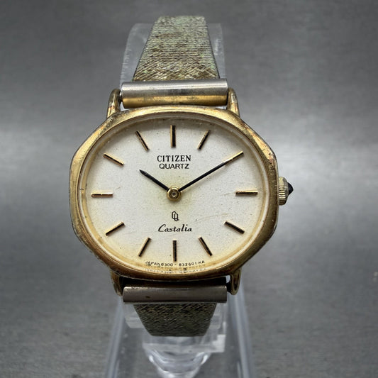 Citizen CQ Castalia Watch Women 24mm White Dial Gold Tone 4831926 New Battery0