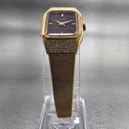 Seiko Watch Women 16mm Brown Dial Gold Tone Rectangle 2C20-5789 New Battery VTG5