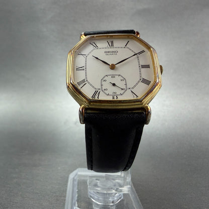 Seiko Watch Men 30mm White Dial Gold Tone Octagon 2628-5040 New Battery Vintage5