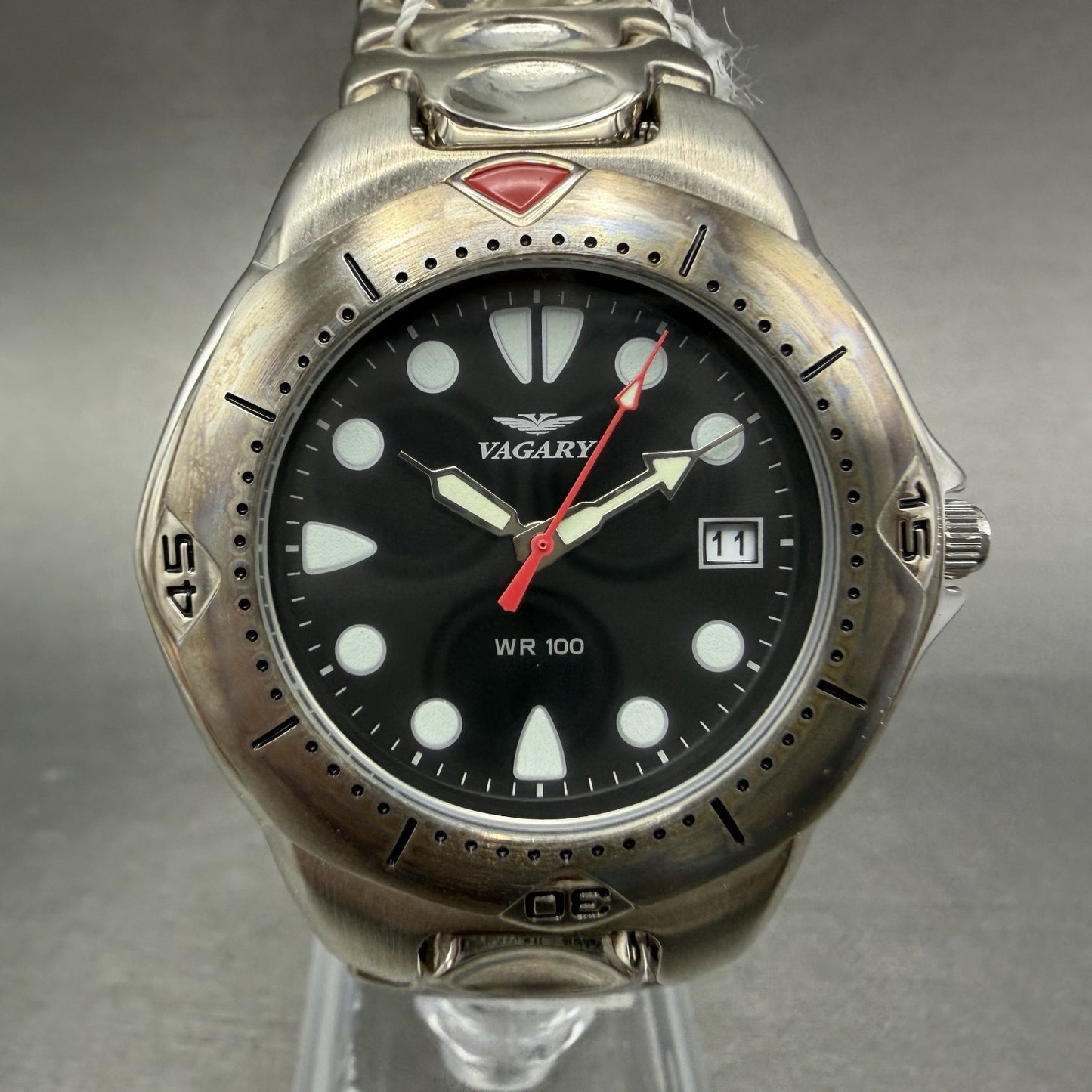 Citizen Vagary Watch Men 39mm Black Dial Silver Tone Date Round New Battery NOS0