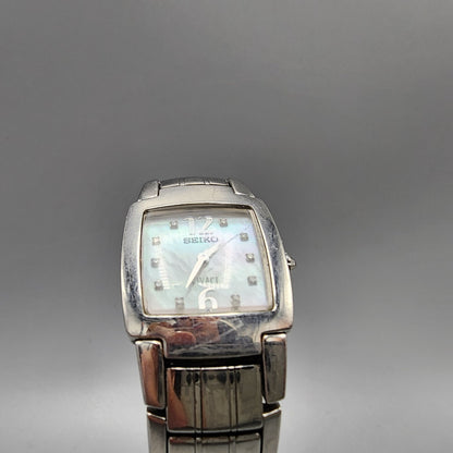 Seiko Vivace Watch Women Silver Tone MOP Dial Diamond Markers 22mm Square NewBat
