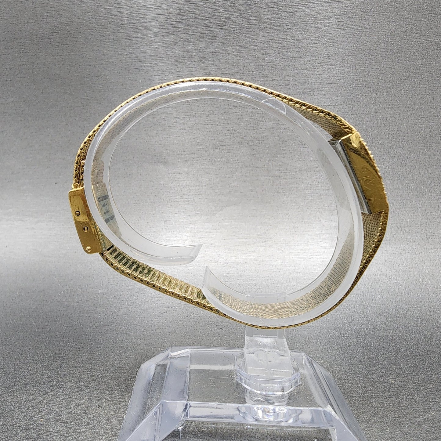 Armitron Deauville Tank Watch Women 15mm Gold Tone Diamond Bezel New Battery8