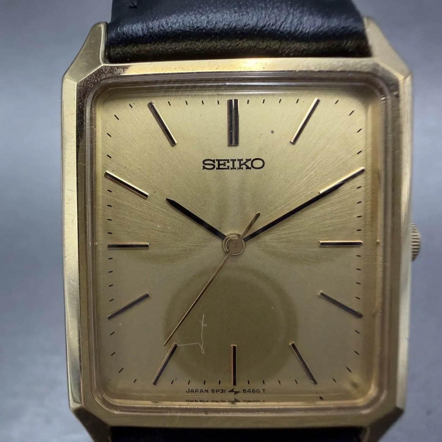 Seiko Tank Watch Men 25mm Champagne Dial Gold Tone 5P31-5330 New Battery1