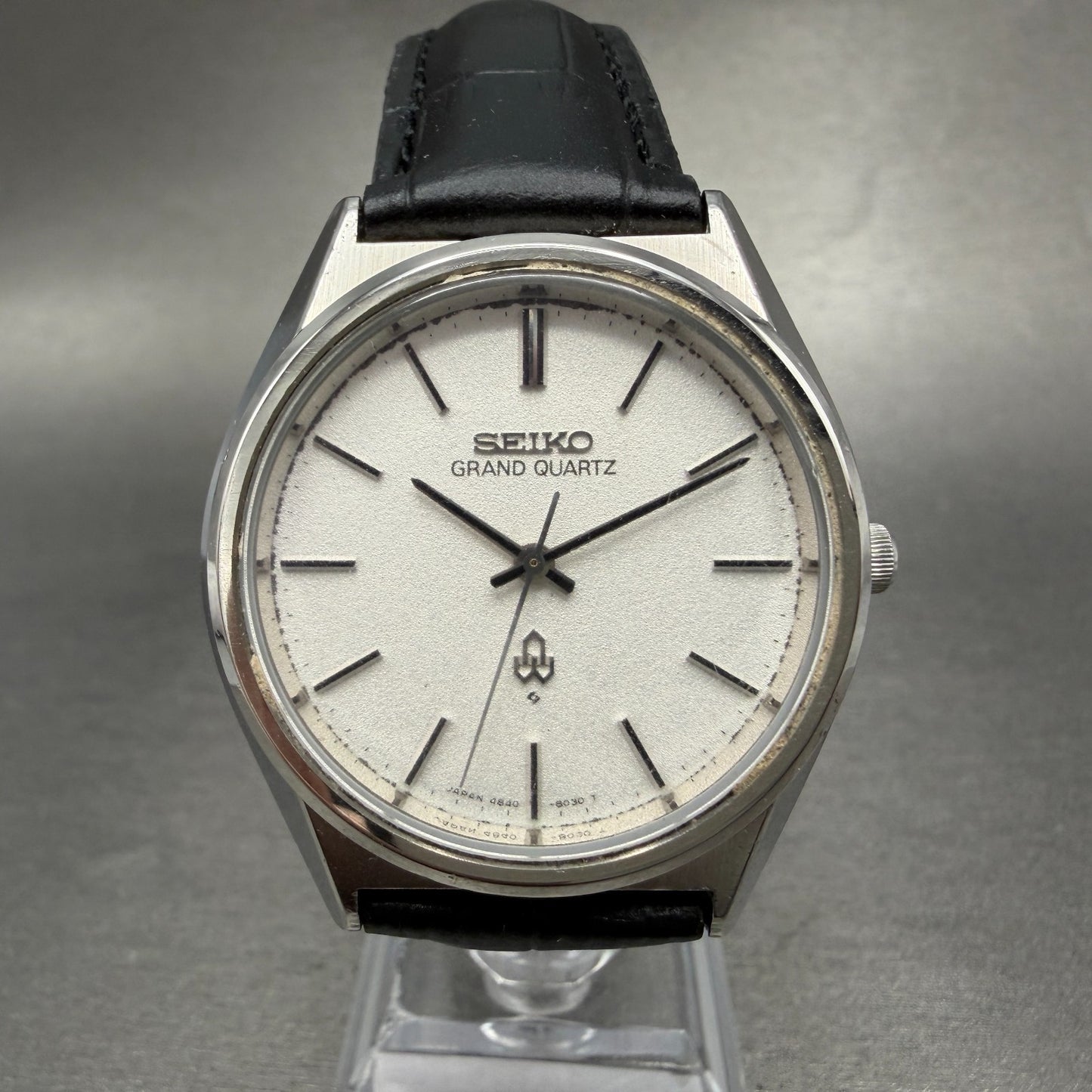 Seiko Grand Quartz Watch Men 38mm Silver Dial Silver Tone Round 4840-8041 NewBat0