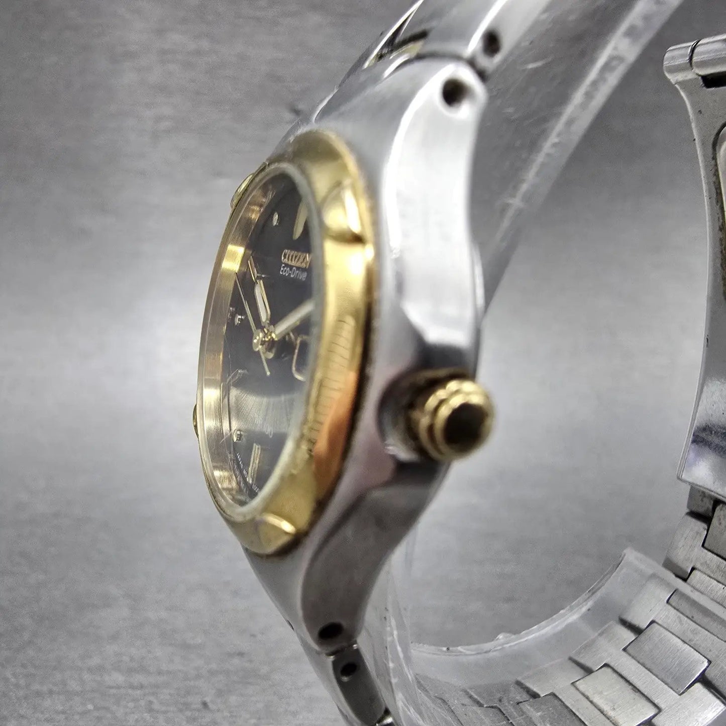 Citizen Eco-Drive Watch Women 25mm Black Dial Two Tone Daydate E001-K17578 Runs2