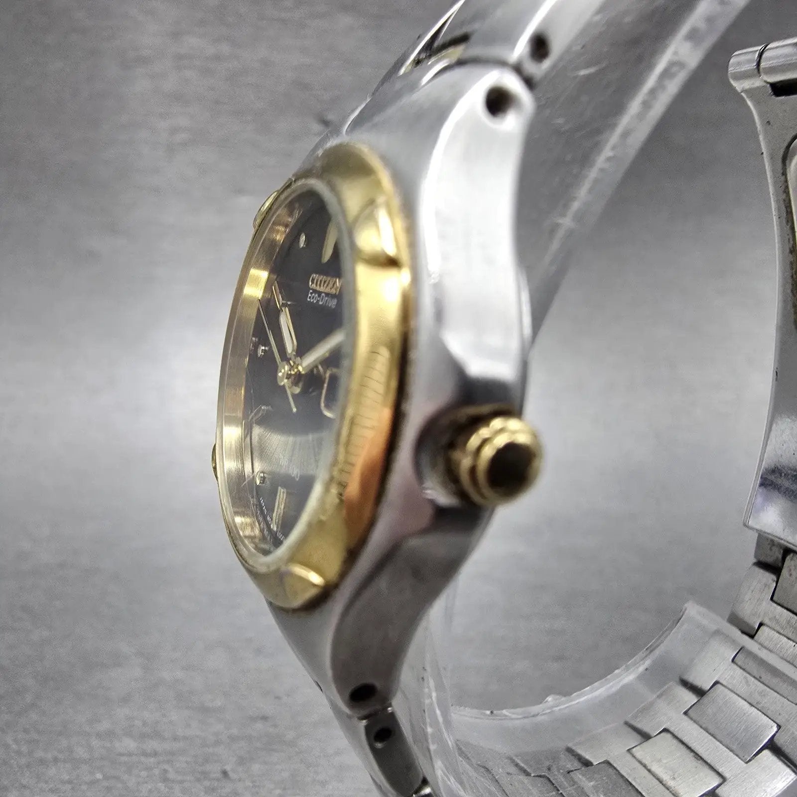 Citizen Eco-Drive Watch Women 25mm Black Dial Two Tone Daydate E001-K17578 Runs2
