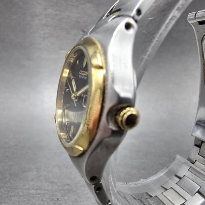 Citizen Eco-Drive Watch Women 25mm Black Dial Two Tone Daydate E001-K17578 Runs2