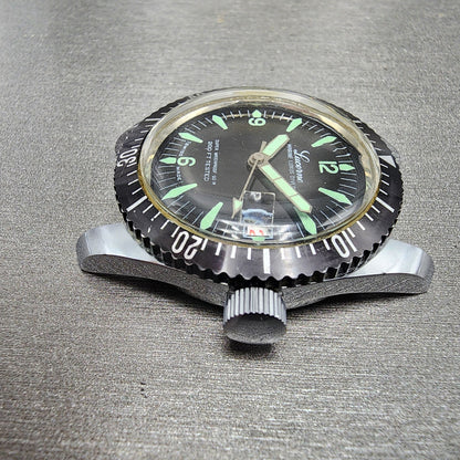 Lucerne Marine Luxus Diver Watch Men 36mm Black Dial Silver Tone Date  PARTS
