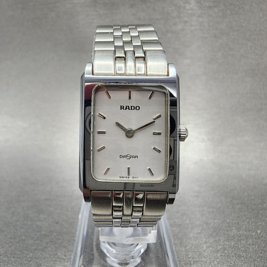 Rado Diastar Tank Watch Women 20mm Gray Dial Gray Tone Rectangle New Battery0