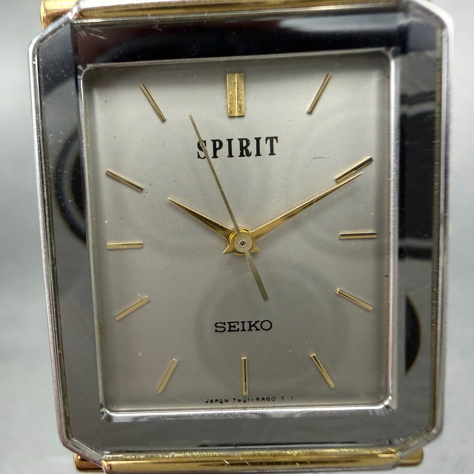 Seiko Spirit Tank Watch Men 25mm Gray Dial Two Tone 7n01-5a50 New Battery VTG1