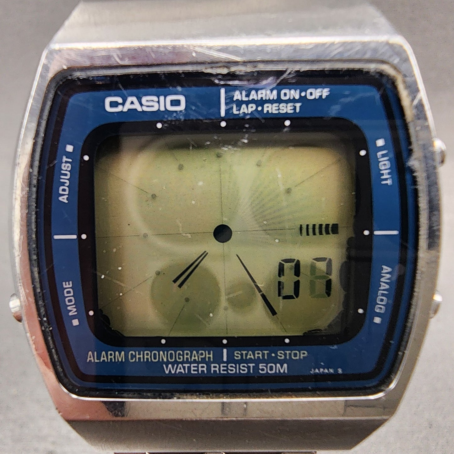 Casio AA91W Watch Men 36mm Digital Blue Silver Tone Alarm Chrono New Battery1