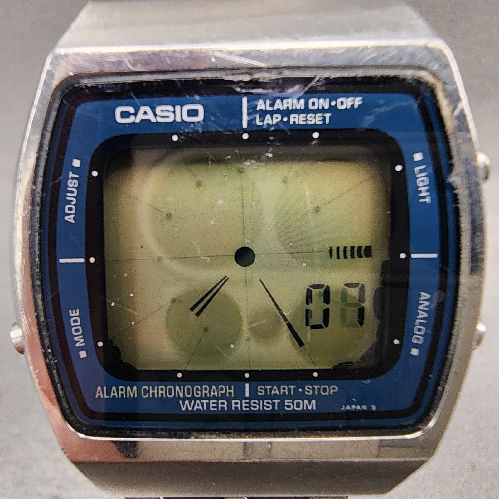 Casio AA91W Watch Men 36mm Digital Blue Silver Tone Alarm Chrono New Battery1