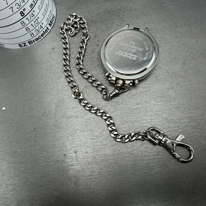 Zippo Pocket Watch Men 49mm Silver Dial Steel Chronograph Round New Battery16