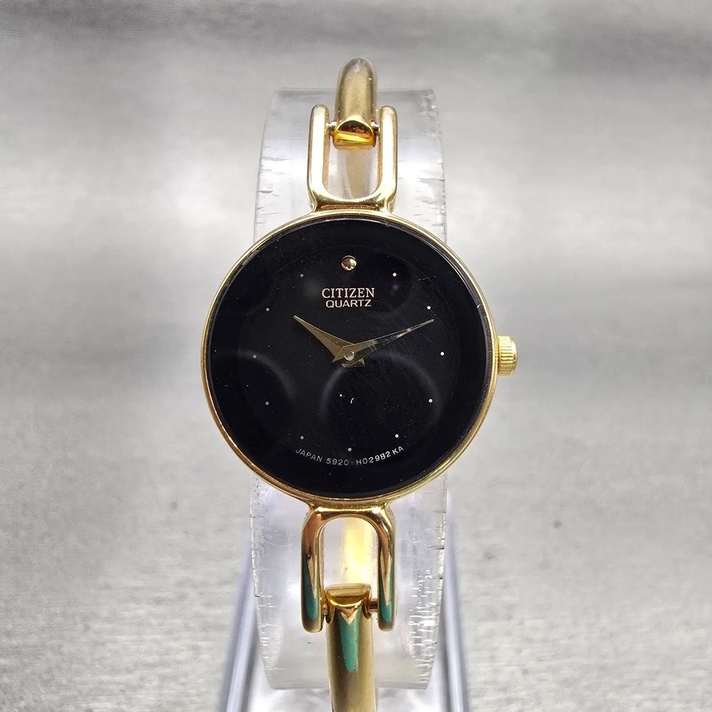 Citizen Watch Women 20mm Black Dial Gold Tone Round 5920-H01393 New Battery0