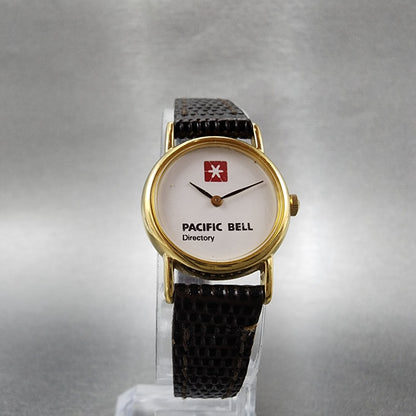 VTG Seiko Watch Women 20mm White Dial Gold Tone Round 2Y00-0A10 New Battery