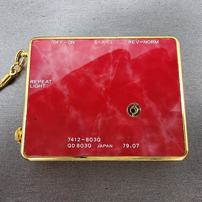 Seiko Travel Alarm Clock Digital 61mm Red Gold Tone 7412803Q New Batteyr6