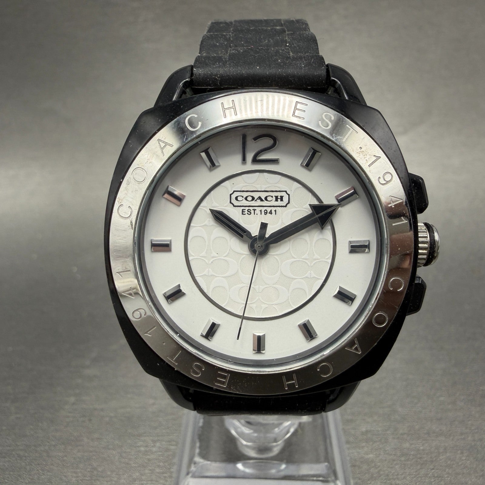 Coach Boyfriend Watch Women 39mm White Dial Black Tone Round New Battery0