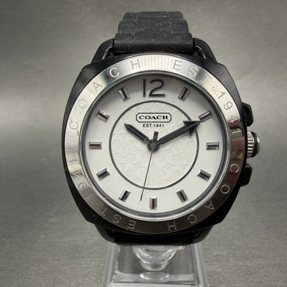 Coach Boyfriend Watch Women 39mm White Dial Black Tone Round New Battery0