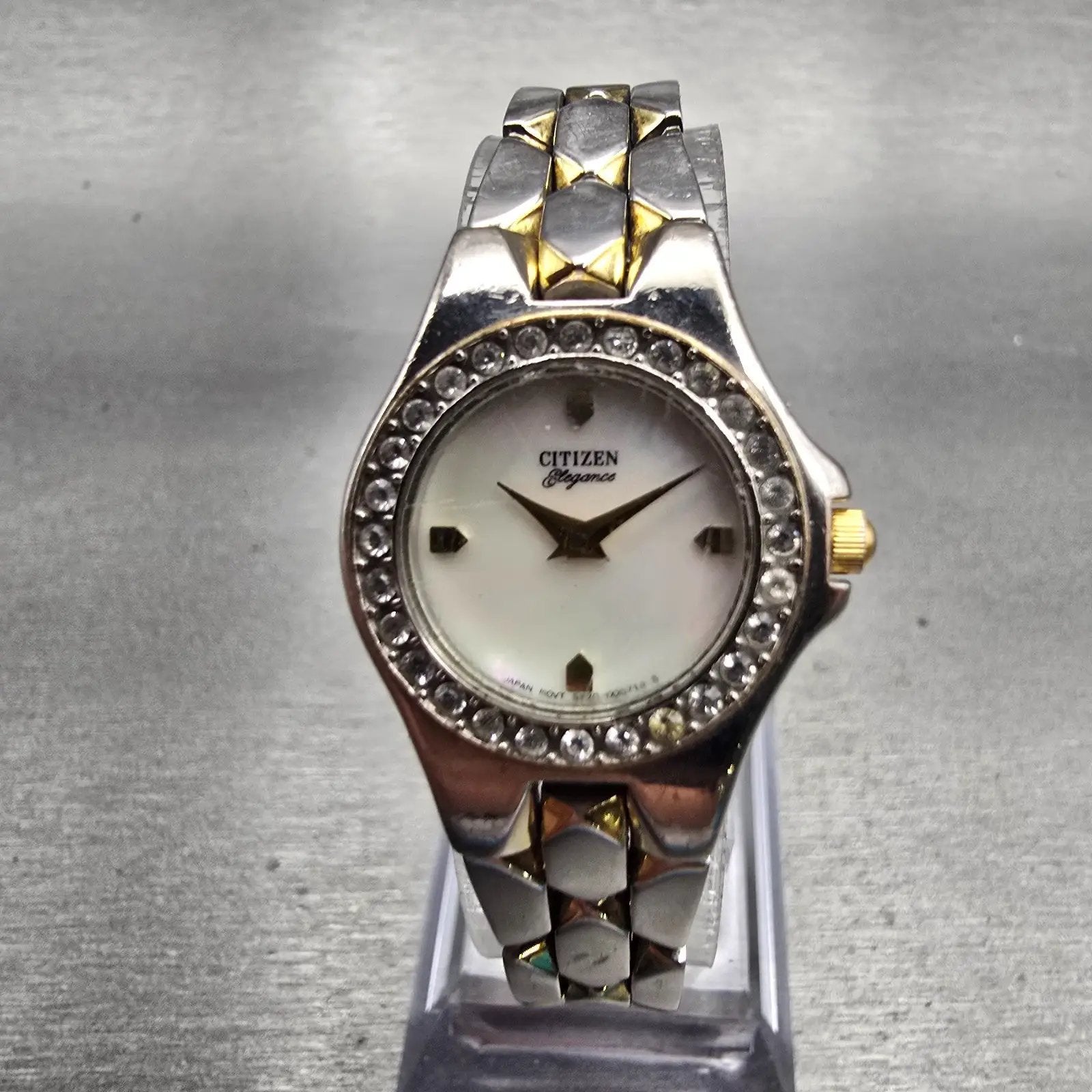Citizen Elegance Watch Women 21mm MOP Dial Two Tone Gemmed 5920-S78992 New Batt0