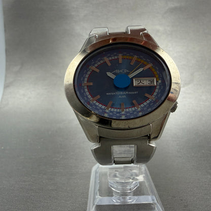 Seiko Alba AKA Watch Men 42mm Blue Dial Silver Tone Daydate V743-5a10 New Batt 35