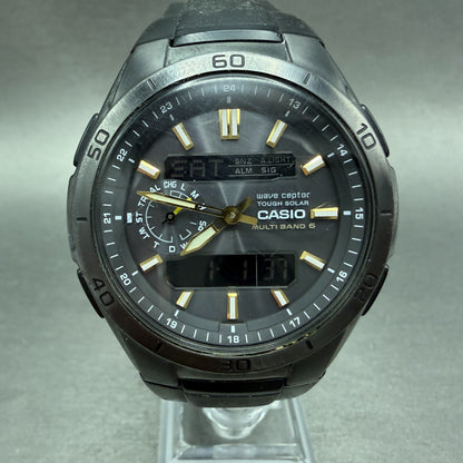 Casio Waveceptor WVA-M650 Watch Men 44mm Analog Digital Black Round Chrono RunsA0