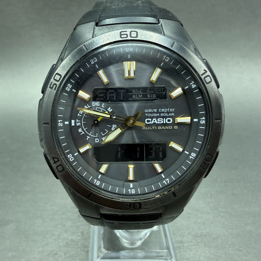 Casio Waveceptor WVA-M650 Watch Men 44mm Analog Digital Black Round Chrono RunsA0