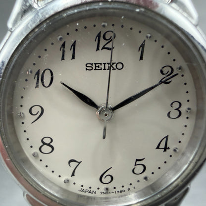 Seiko Watch Women 24mm White Dial Silver Tone Round 7N01-6881 New Battery VTG1
