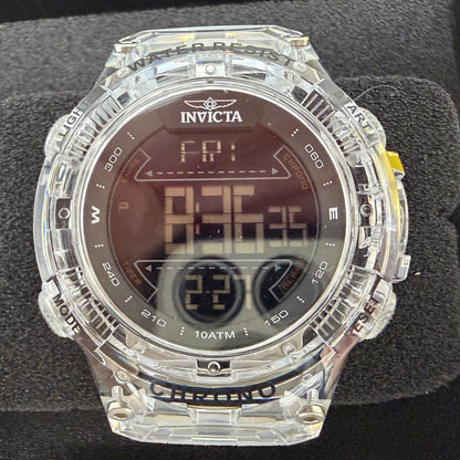 Invicta Racing Digital Watch Men CLear Alarm Chrono Round Translucent 490411
