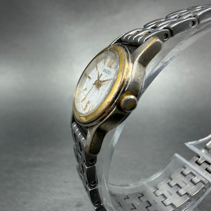 Seiko Watch Women 19mm White Dial Two Tone Round 1n01-0gd0 New Battery Vintage2