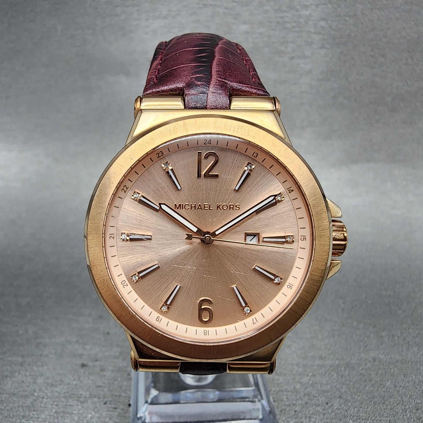 Michael Kors Dylan Watch Women 38mm Rose Dial Rose Gold Tone Date New Battery0