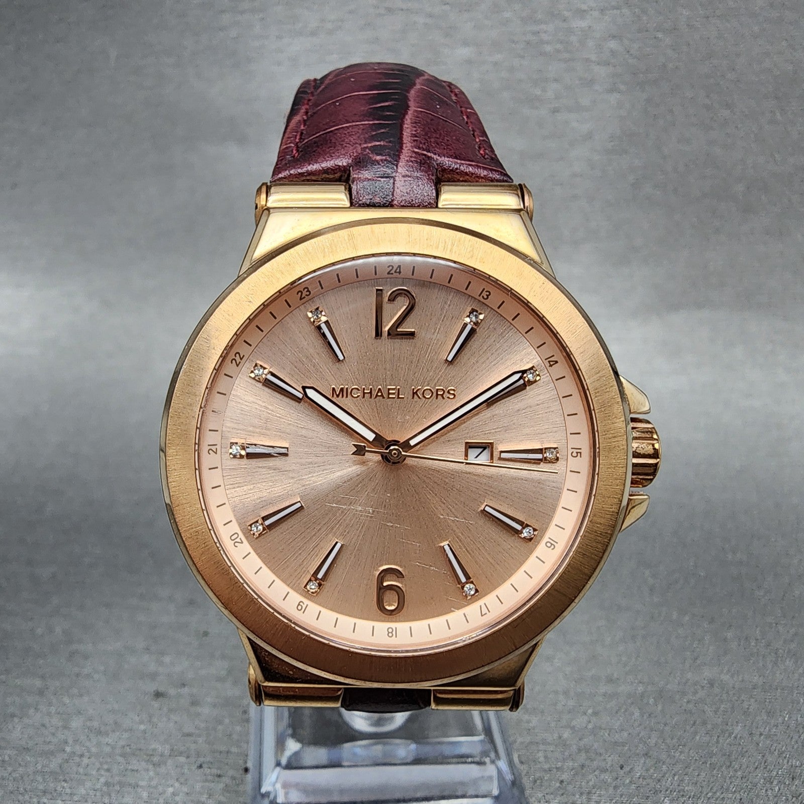 Michael Kors Dylan Watch Women 38mm Rose Dial Rose Gold Tone Date New Battery0
