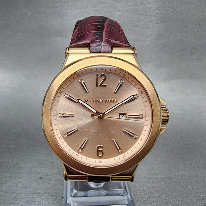 Michael Kors Dylan Watch Women 38mm Rose Dial Rose Gold Tone Date New Battery0