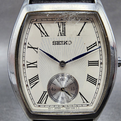 Seiko Watch Men 34mm White Dial Silver Tone Small Seconds 6G2800A0 New Battery1