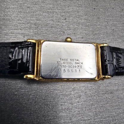 Seiko Watch Women 17mm Rose Gold Dial Gold Tone Rectangle 1N00-5C99 New Battery10