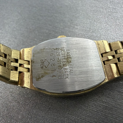 Seiko Watch Women 17mm Champagne Dial Gold Tone Rectangle 2C205749 New Battery9
