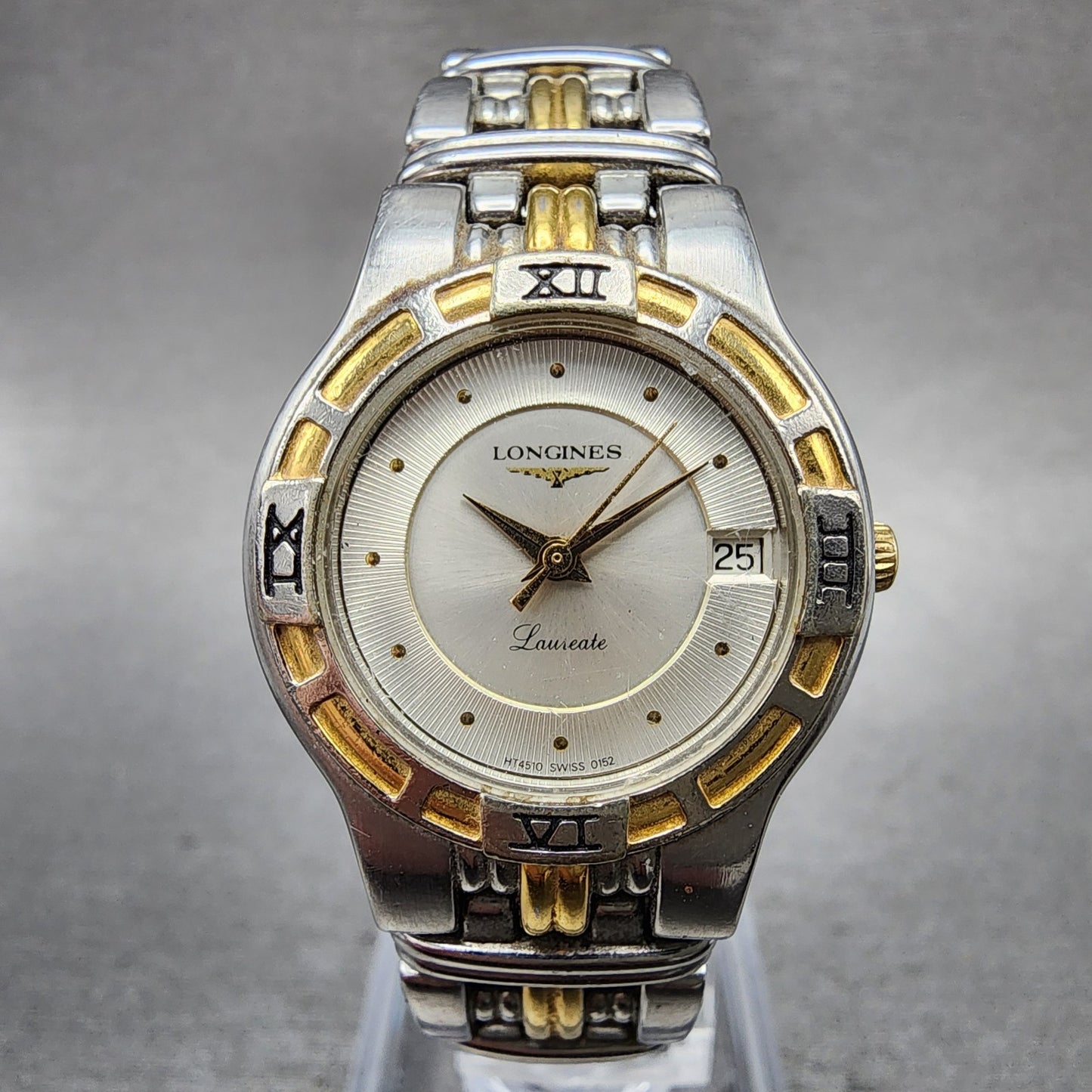 Longines Laureate Watch Women 25mm Silver Dial Two Tone Date Round New battery0