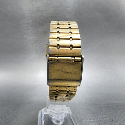 Pulsar Tank Watch Men 28mm Black Dial Gold Tone Rectangle V321-5009 New battery