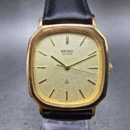 Seiko Watch Men 30mm Champagne Dial Gold Tone Octagon 6431-5030 New Battery0
