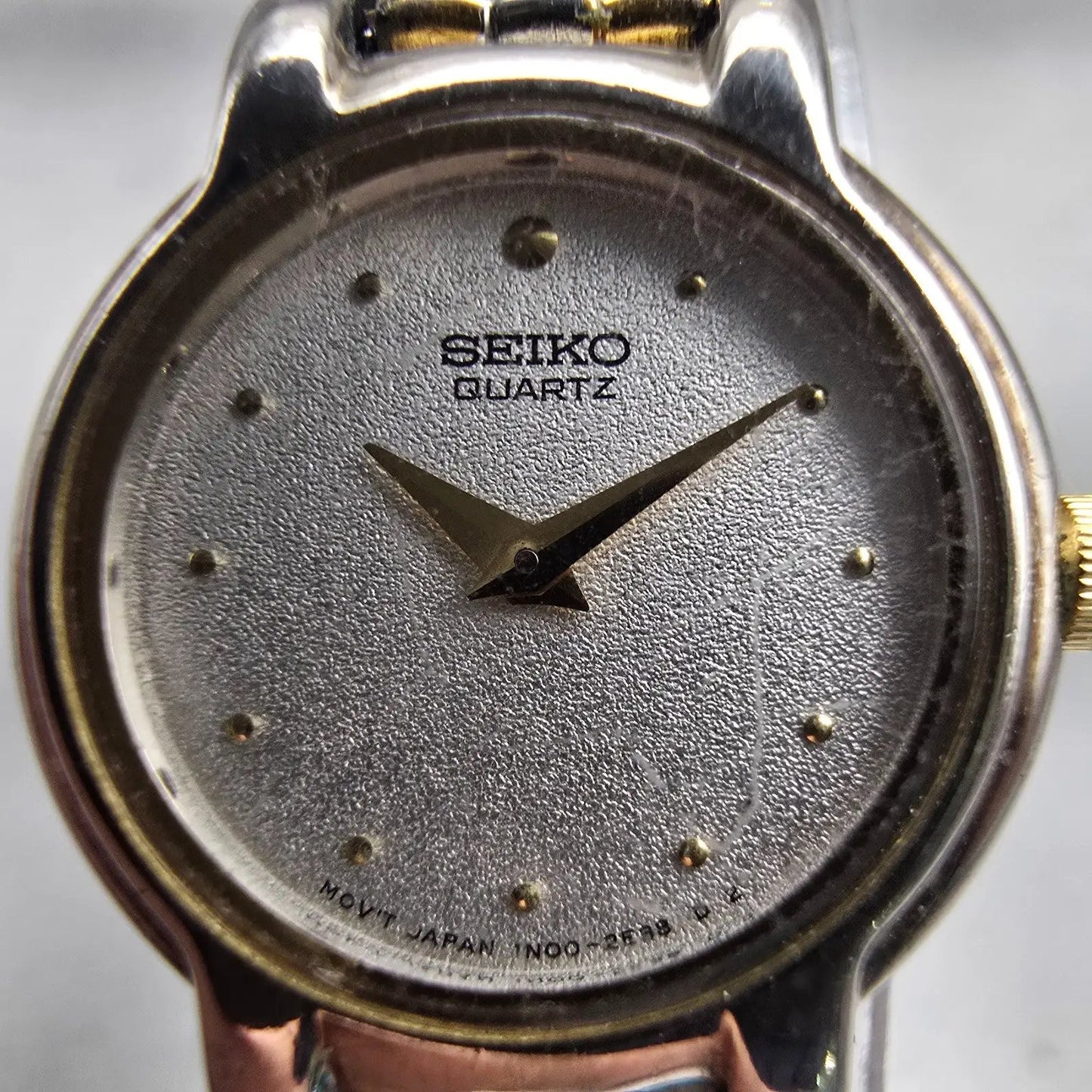 Seiko Watch Women 20mm Silver Dial Two Tone Round 1N00-0G69 New Battery Vintage1