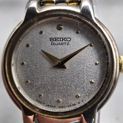 Seiko Watch Women 20mm Silver Dial Two Tone Round 1N00-0G69 New Battery Vintage1